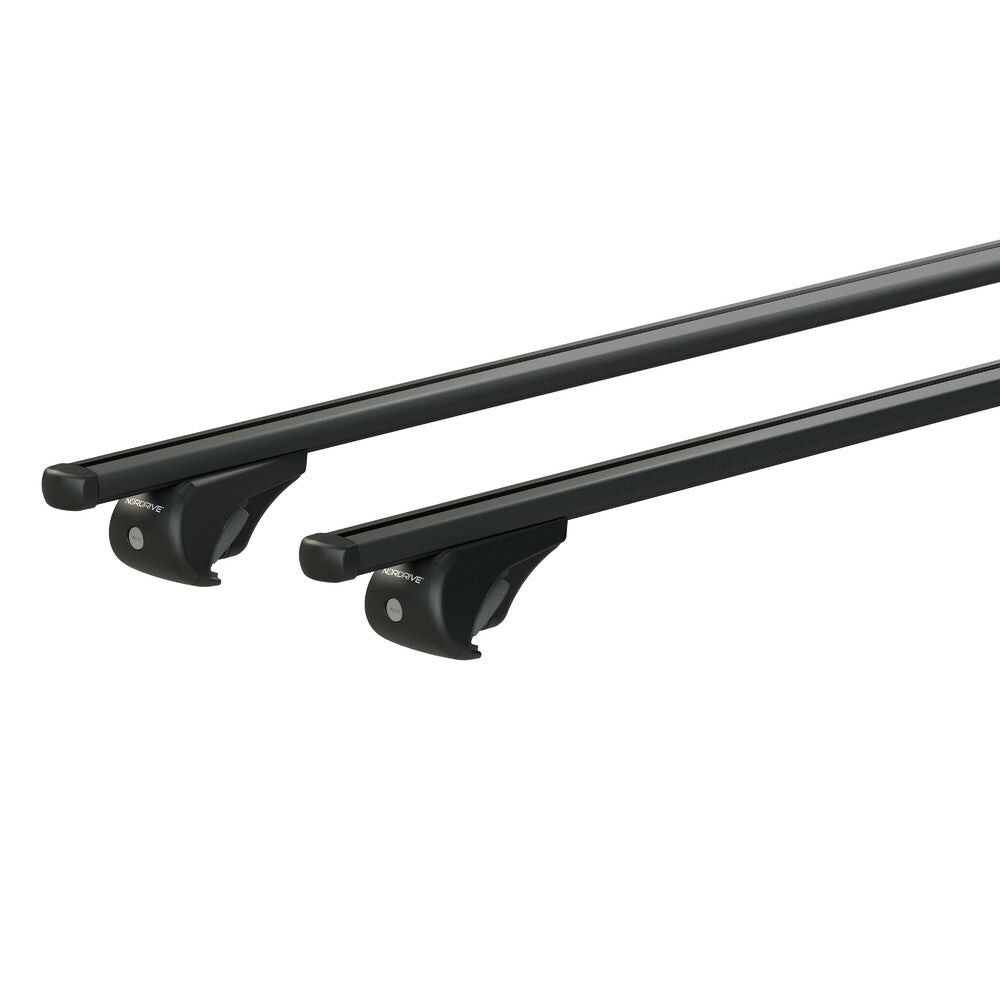 Pack coffre de toit Crub 430 L et barres de toit Volkswagen Touareg (2011 - 2018) Pour barres longitudinales - Helio Noir - Aluminium