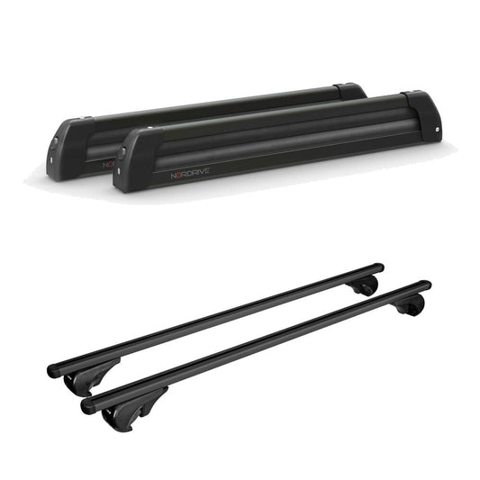 Pack porte-skis Nordic King Plus Nordrive aluminium noir – support pour 6 paires de skis ou 4 snowboards – pour Volkswagen Touareg 2011 - 2018 - vue porte skis et barres de toit