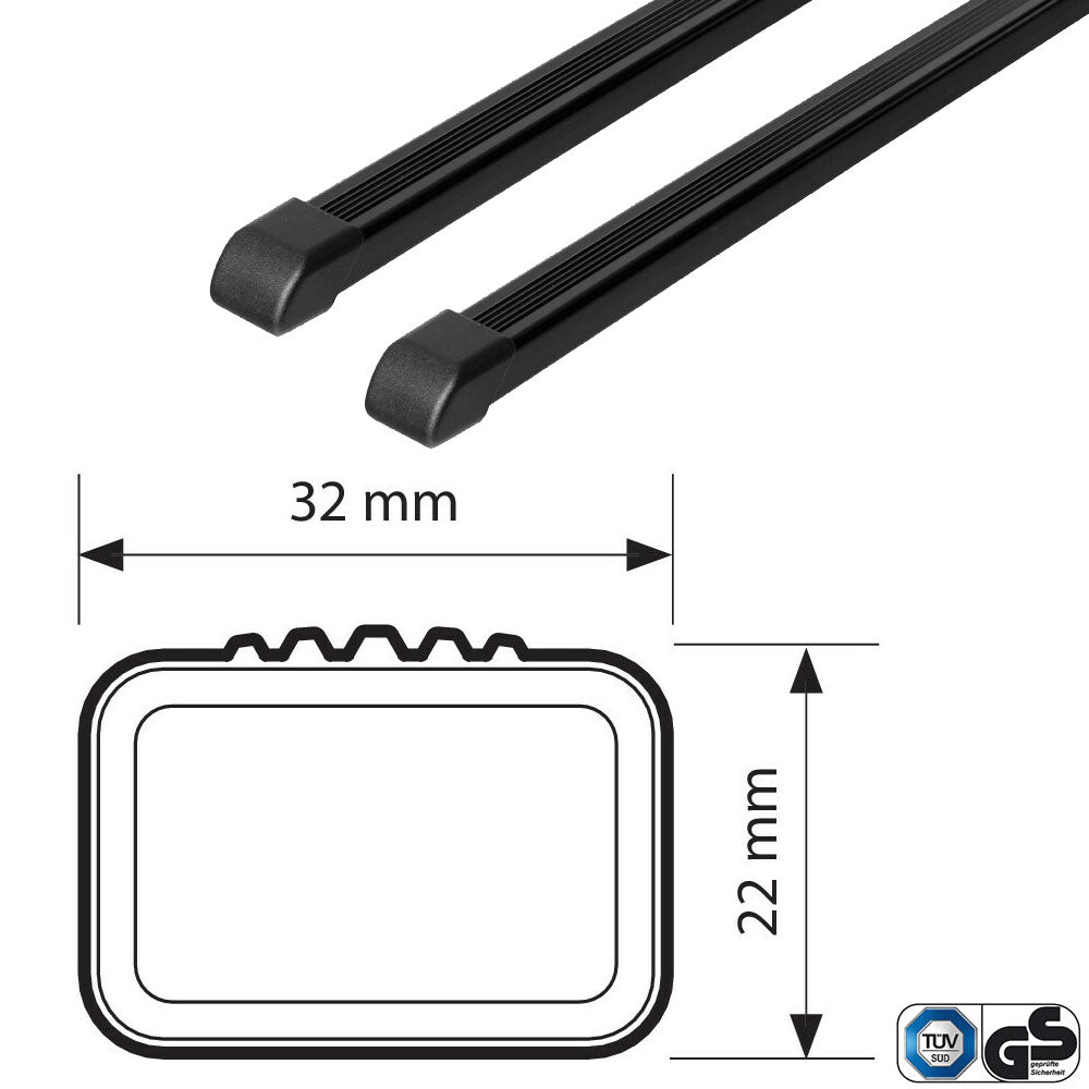 Pack coffre de toit Torpedo 400 L et barres de toit Toyota Aygo X Wave (2014 - 2019) Pour toit nu - Max Load - Acier