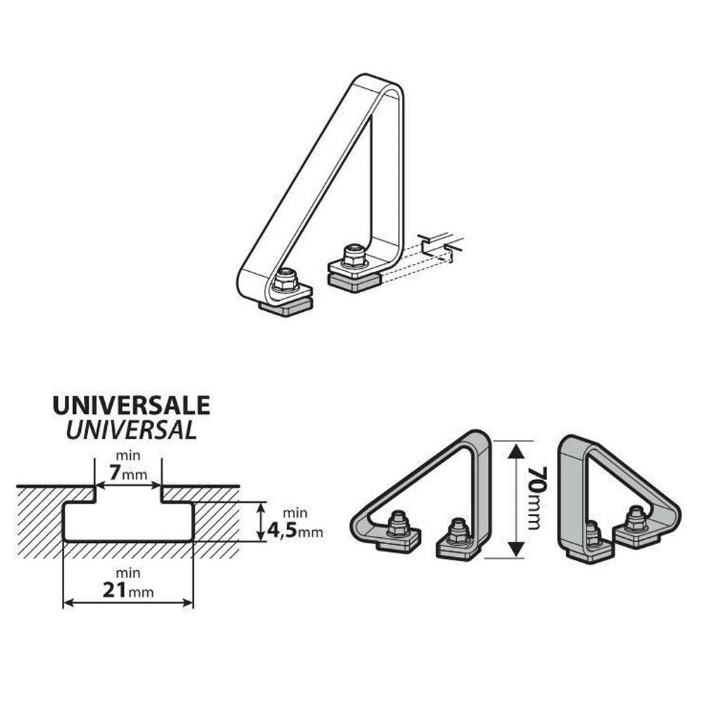 Blocs charge 70 mm Silenzio / Alumia en aluminium, présentés comme solution professionnelle pour sécuriser charges longues.