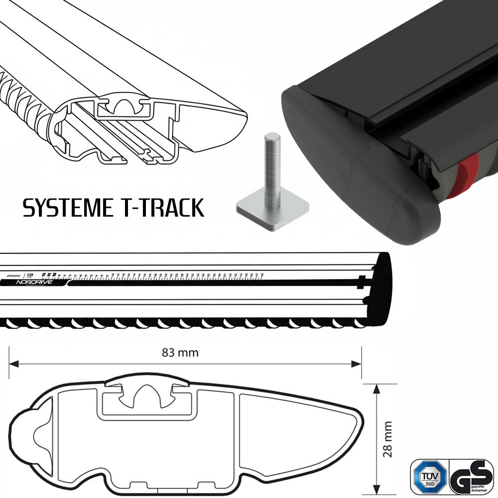 Pack porte skis Pro Slider Noir et barres de toit Ford Focus - Break (1999 - 2004) - Pour barres longitudinales - Silenzio Aluminium