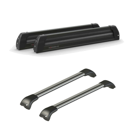 Pack porte-skis Pro Slider Nordrive aluminium noir 6 skis / 4 snowboards + barres de toit – pour Honda CR-V 2019 - 2023 – vue porte skis et barres de toit