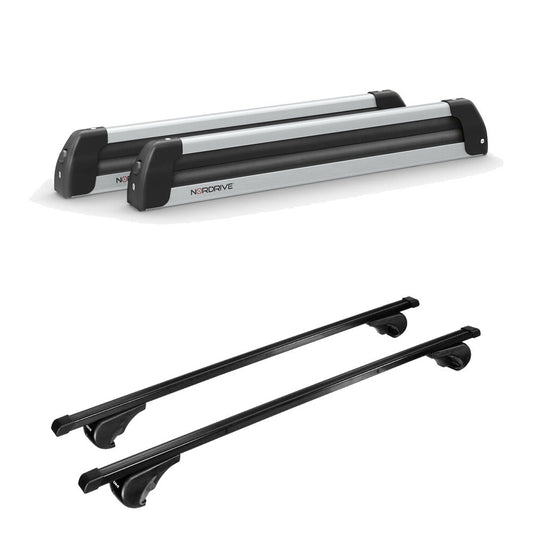 Pack porte-skis Nordic King Plus Nordrive aluminium – support pour 6 paires de skis ou 4 snowboards – pour Mercedes GL 2006 - 2016 - vue porte skis et barres de toit