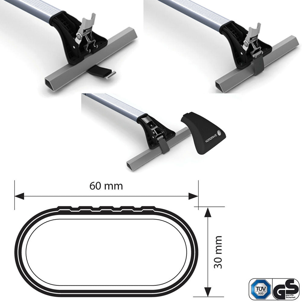 Barres de toit Audi Allroad (2000 - 2006) - Pour barres longitudinales - Snap Acier Acier