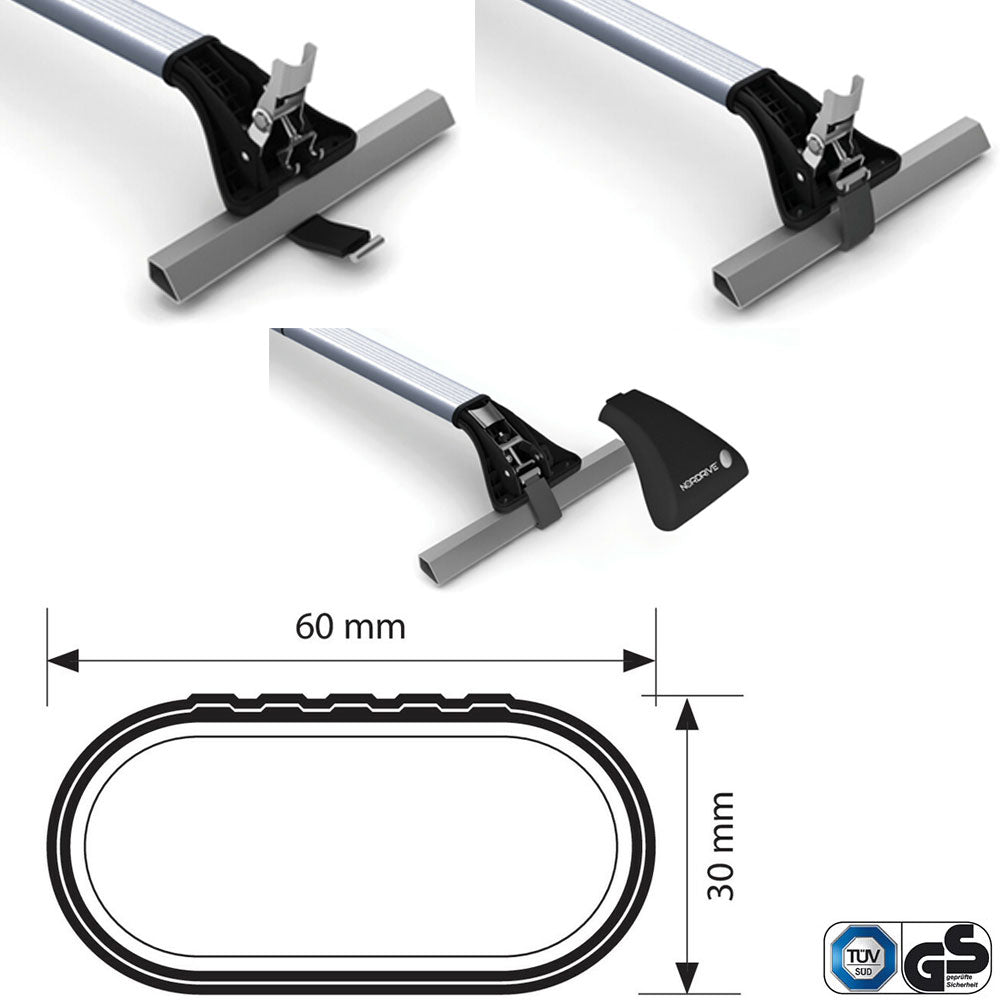Barres de toit Audi A4 - Break (2002 - 2003) - Pour barres longitudinales - Snap Aluminium