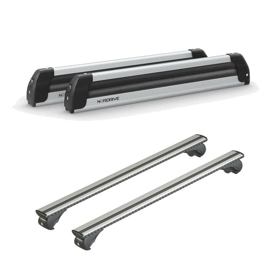 Pack porte-skis Pro Slider Nordrive aluminium – support pour 6 paires de skis ou 4 snowboards – pour Ford Focus - Break 1999 - 2004 - vue porte skis et barres de toit