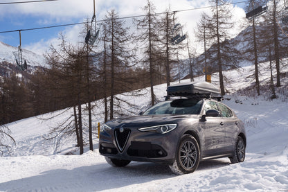 Pack coffre de toit Raya 480 L et barres de toit Renault Captur (A partir de 2020) Pour rails intégrés - Helio - Aluminium