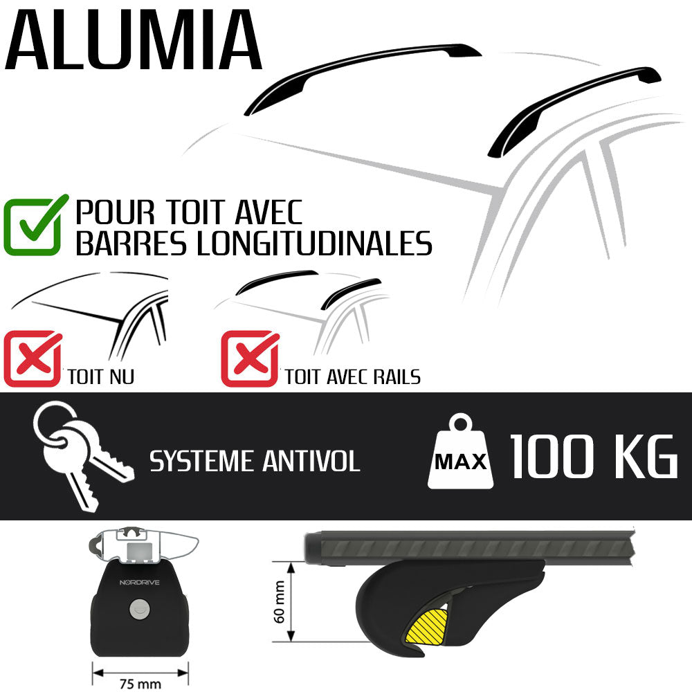 Barres de toit Audi A6 - Allroad (2006 - 2012) - Pour barres longitudinales - Alumia Aluminium