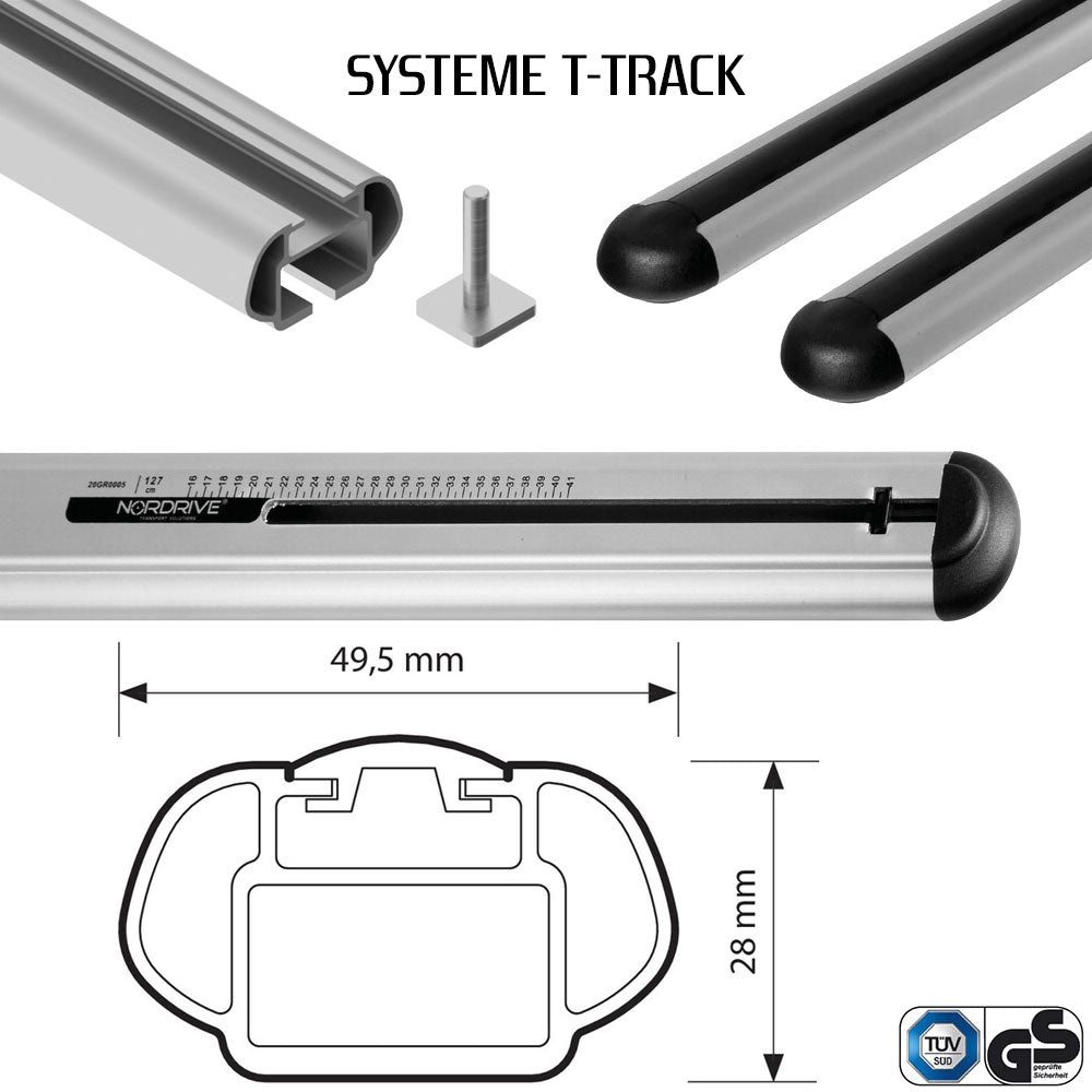 Pack porte skis Pro Slider Noir et barres de toit Volkswagen Golf VI - 5 portes (2009 - 2012) - Pour toit nu - Alumia Aluminium