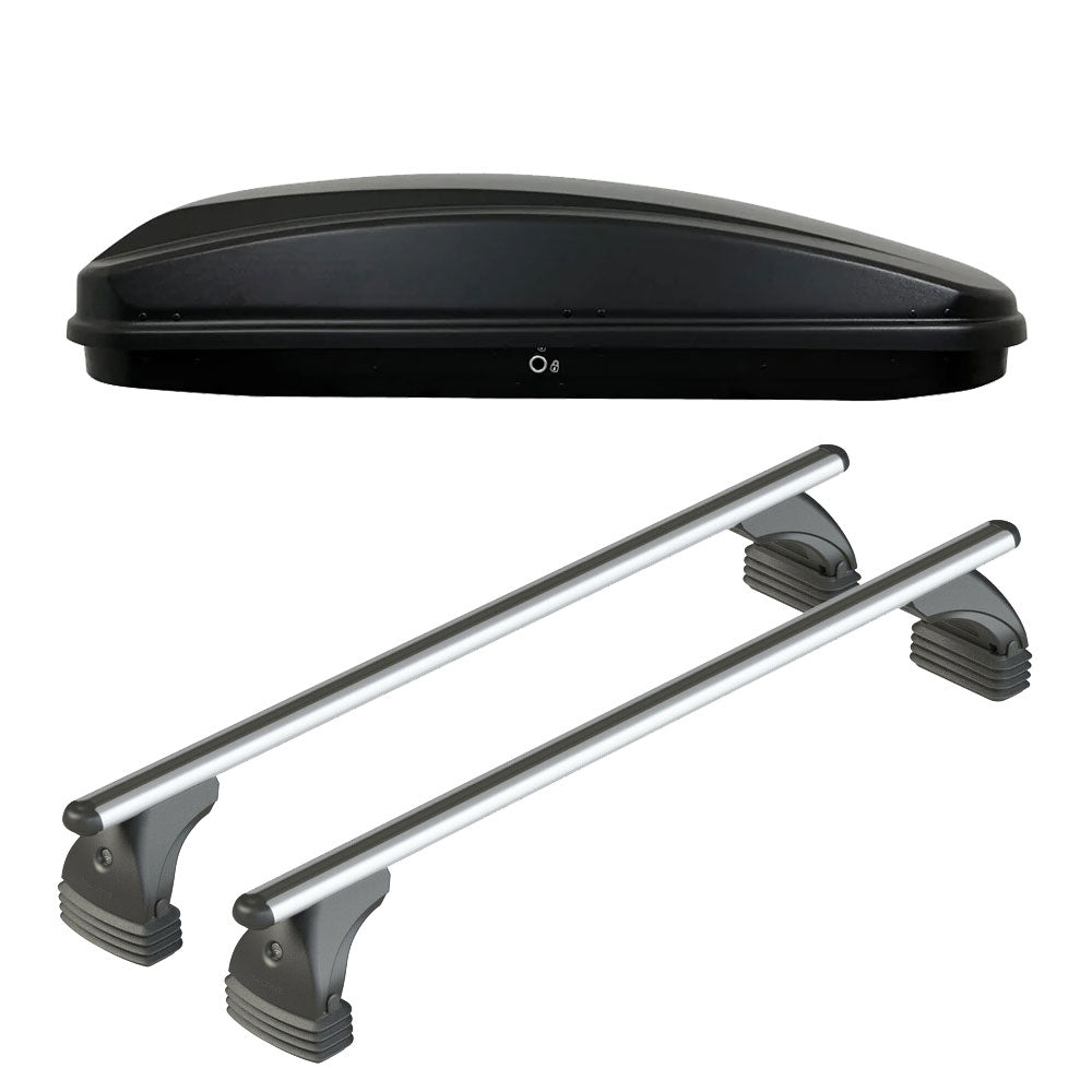 Pack coffre de toit Crub 430 L et barres de toit Abarth 500e (A partir de 2023) Pour toit nu - Alumia - Aluminium