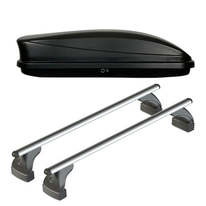 Pack coffre de toit Dory 340 L et barres de toit Abarth 595 (2016 - 2024) Pour toit nu - Alumia - Aluminium