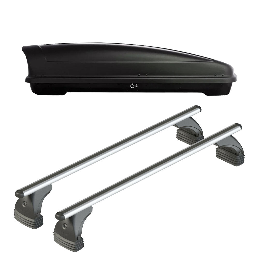 Pack coffre de toit Koral court 400 L et barres de toit Mazda CX-30 (A partir de 2019) Pour toit nu - Alumia - Aluminium