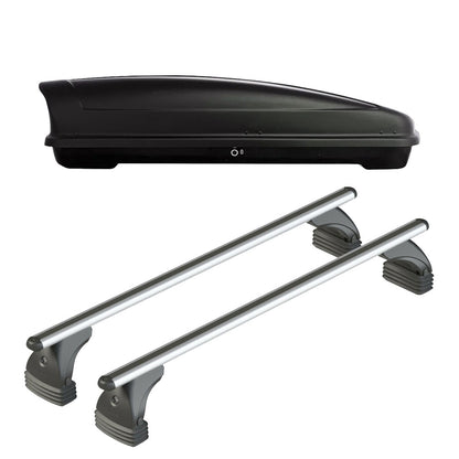 Pack coffre de toit Koral court 400 L et barres de toit Mazda CX-30 (A partir de 2019) Pour toit nu - Alumia - Aluminium
