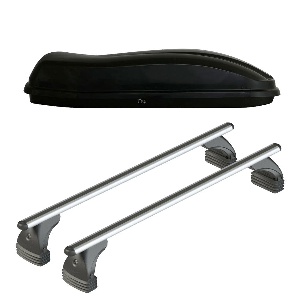 Pack coffre de toit Marlin 400 L et barres de toit Audi A3 - Pack Brillance (2012 - 2019) Pour toit nu - Alumia - Aluminium
