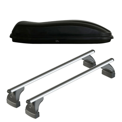 Pack coffre de toit Marlin 400 L et barres de toit Audi A3 - Pack Brillance (2012 - 2019) Pour toit nu - Alumia - Aluminium