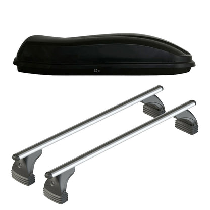 Pack coffre de toit Marlin 480 L et barres de toit Audi A3 - Pack Brillance (2012 - 2019) Pour toit nu - Alumia - Aluminium