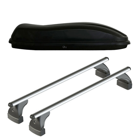 Pack coffre de toit Marlin 480 L et barres de toit Abarth 595 (2016 - 2024) Pour toit nu - Alumia - Aluminium