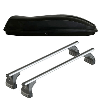 Pack coffre de toit Marlin 530 L et barres de toit Audi A3 - Pack Brillance (2012 - 2019) Pour toit nu - Alumia - Aluminium