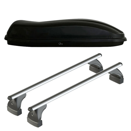 Pack coffre de toit Marlin 530 L et barres de toit Abarth 595 (2016 - 2024) Pour toit nu - Alumia - Aluminium