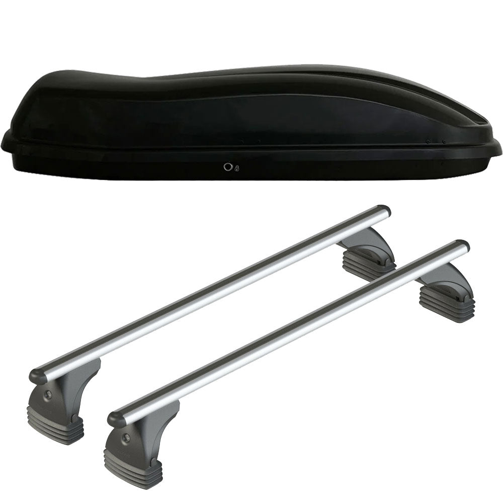 Pack coffre de toit Marlin 680 L et barres de toit Audi A3 - Pack Brillance (2012 - 2019) Pour toit nu - Alumia - Aluminium