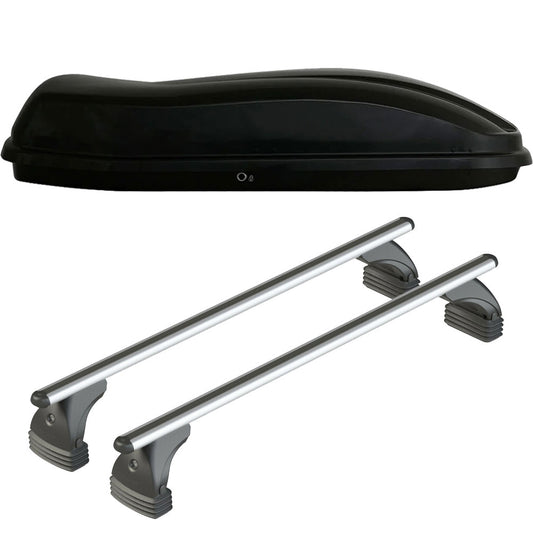 Pack coffre de toit Marlin 680 L et barres de toit Abarth 595 (2016 - 2024) Pour toit nu - Alumia - Aluminium