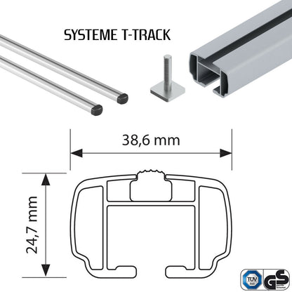 Pack porte skis Pro Slider Noir et barres de toit Volkswagen Bora - Break (2000 - 2006) - Pour barres longitudinales - Helio Aluminium