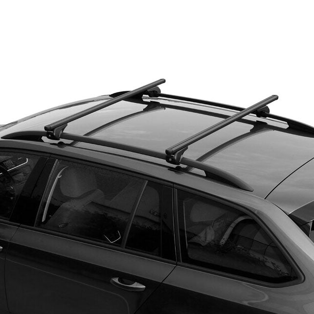 Pack coffre de toit Crub 430 L et barres de toit Volkswagen Touareg (2011 - 2018) Pour barres longitudinales - Helio Noir - Aluminium