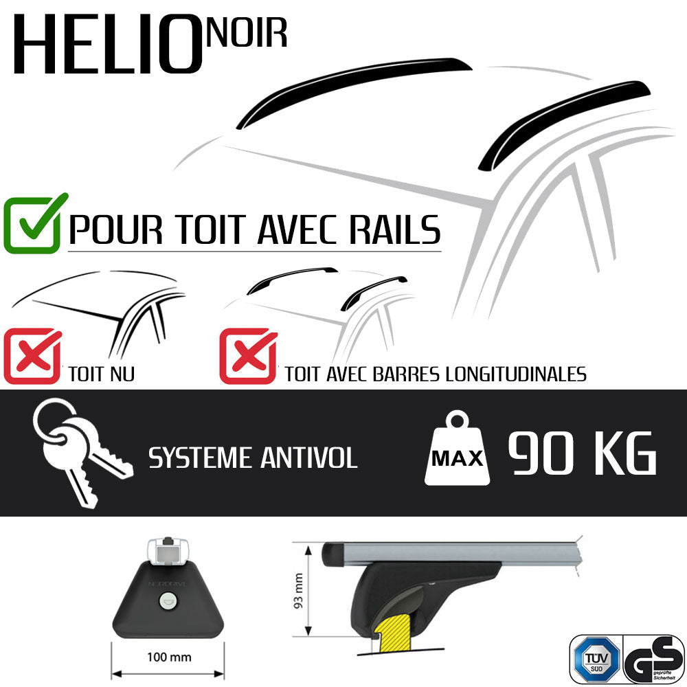 Barres de toit Alfa Romeo Stelvio (A partir de 2017) - Pour rails intégrés - Helio Noir Aluminium