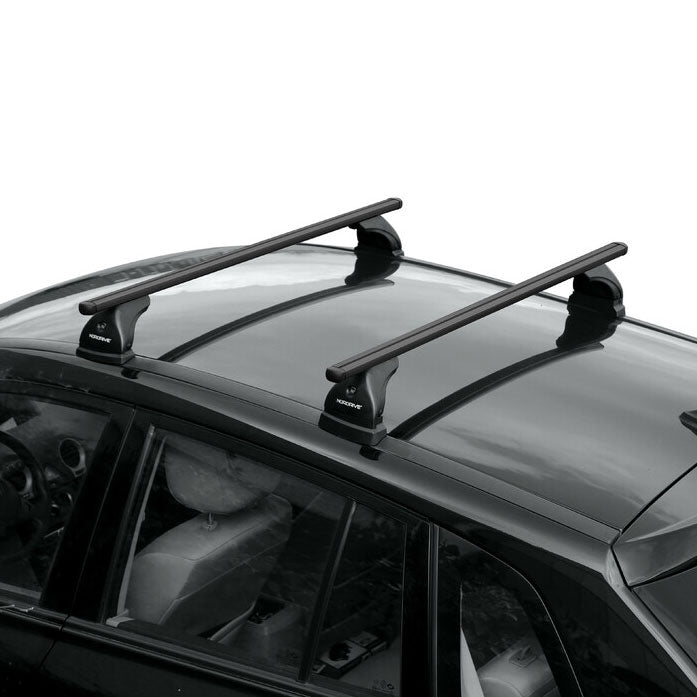 Pack coffre de toit Dory 340 L et barres de toit Audi A6 - 4 portes (2004 - 2011) Pour toit nu - Helio Noir - Aluminium