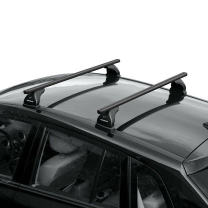Pack coffre de toit Dory 340 L et barres de toit Audi A6 - 4 portes (2004 - 2011) Pour toit nu - Helio Noir - Aluminium