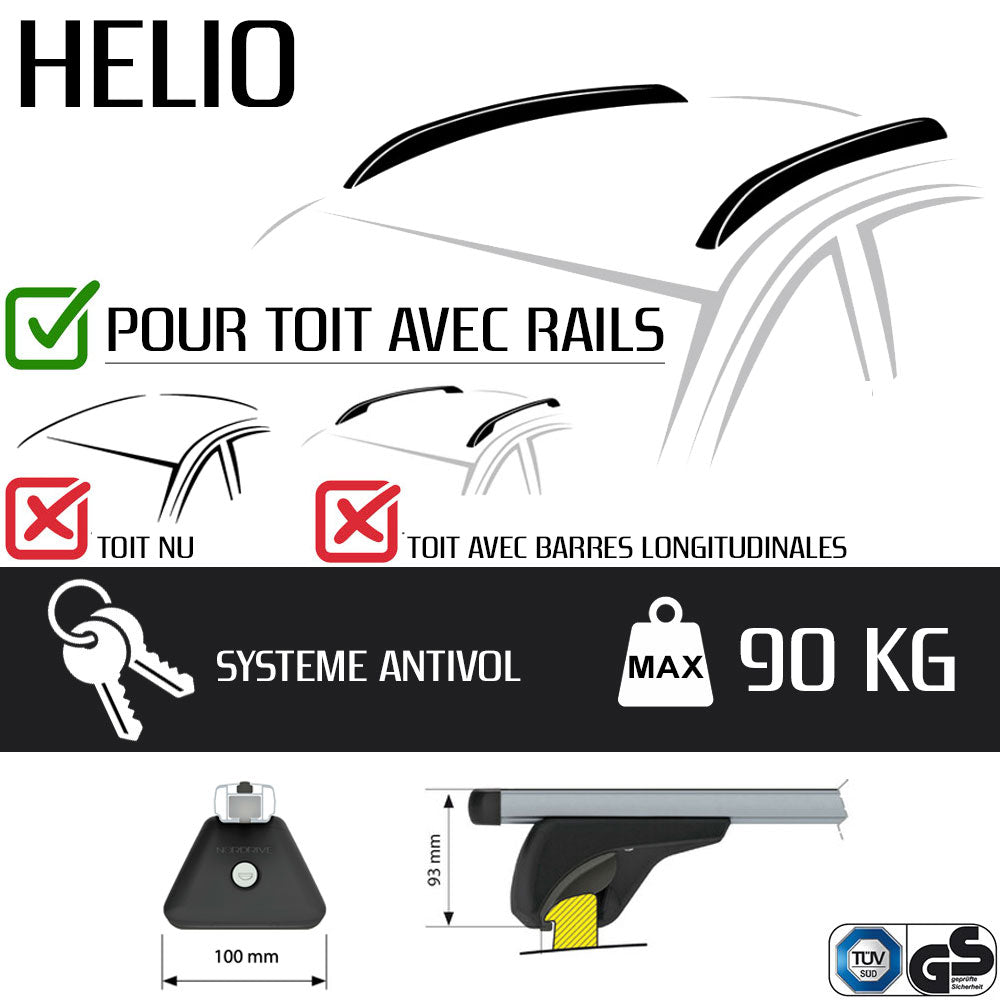 Pack coffre de toit Koral 400 L et barres de toit Porsche Macan (2021 + 2025) Pour rails intégrés - Helio - Aluminium