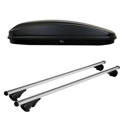 Pack coffre de toit Crub 430 L et barres de toit Opel E Combo - Cargo (A partir de 2022) Pour barres longitudinales - Helio - Aluminium