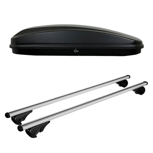 Pack coffre de toit Crub 430 L et barres de toit Citroen C5 - Break (2001 - 2008) Pour barres longitudinales - Helio - Aluminium
