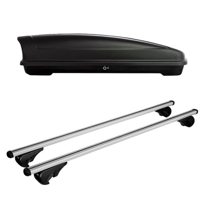 Pack coffre de toit Koral court 400 L et barres de toit Citroen C5 - Break (2001 - 2008) Pour barres longitudinales - Helio - Aluminium