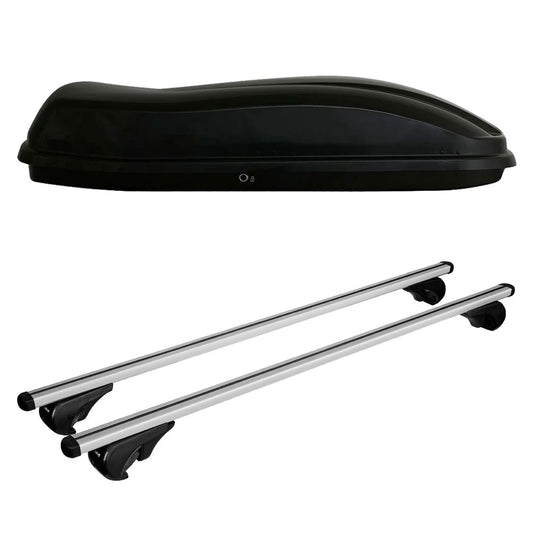 Pack coffre de toit Marlin 530 L et barres de toit Citroen C5 - Break (2001 - 2008) Pour barres longitudinales - Helio - Aluminium
