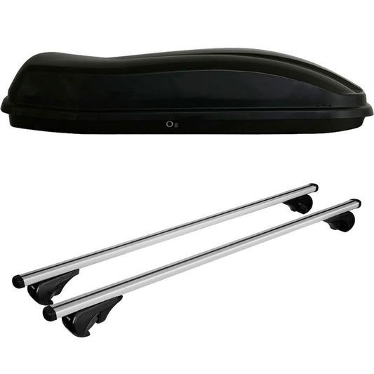 Pack coffre de toit Marlin 680 L et barres de toit Citroen C5 - Break (2001 - 2008) Pour barres longitudinales - Helio - Aluminium