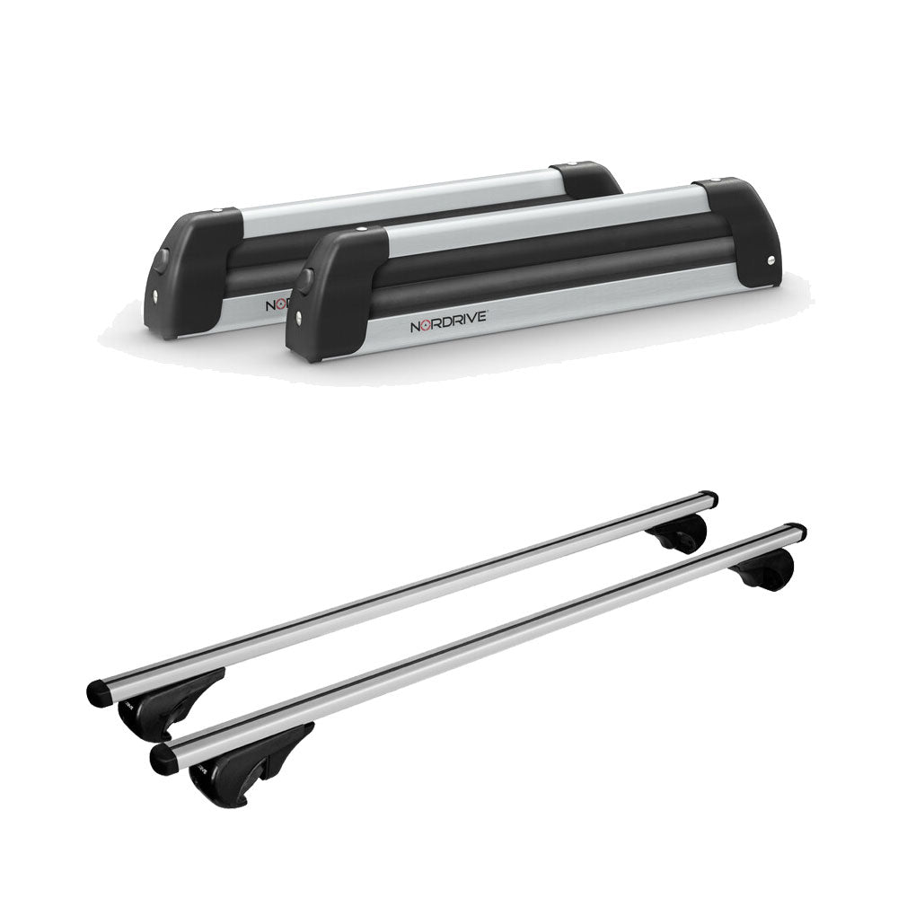 Pack porte-skis Nordic King Nordrive aluminium – support pour 4 paires de skis ou 2 snowboards – pour Dacia Duster A partir de 2025 - vue porte skis et barres de toit