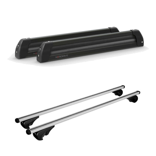 Pack porte skis Nordic King plus Noir et barres de toit Toyota Proace City Long (2020 - 2023) - Pour barres longitudinales - Helio Aluminium