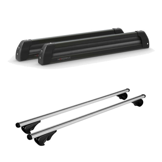 Pack porte-skis Nordic King Plus Nordrive aluminium noir – support pour 6 paires de skis ou 4 snowboards – pour Mazda 6 - Break 2002 - 2008 - vue porte skis et barres de toit