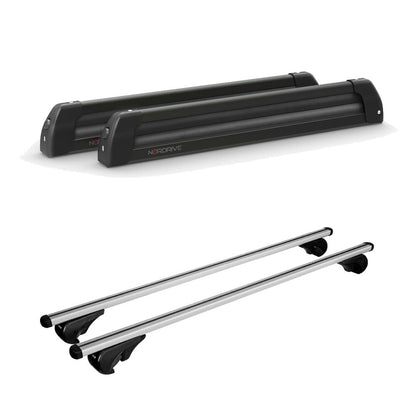 Pack porte-skis Nordic King Plus Nordrive aluminium noir – support pour 6 paires de skis ou 4 snowboards – pour Audi A4 Allroad 2009 - 2016 - vue porte skis et barres de toit