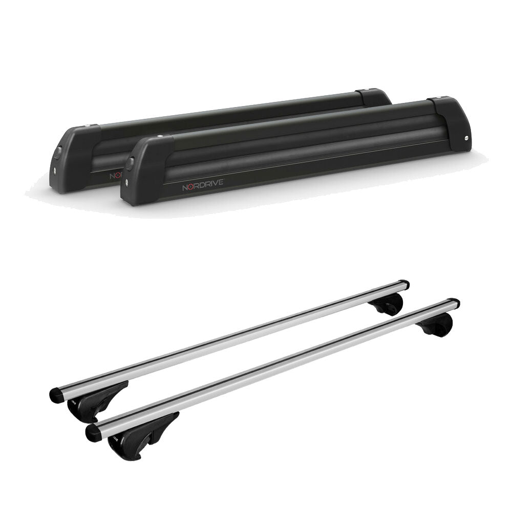 Pack porte-skis Nordic King Plus Nordrive aluminium noir – support pour 6 paires de skis ou 4 snowboards – pour Citroen C3 Picasso 2013 - 2016 - vue porte skis et barres de toit