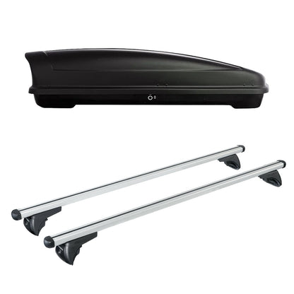 Pack coffre de toit Koral court 400 L et barres de toit Mini Paceman (2013 - 2017) Pour rails intégrés - Helio - Aluminium