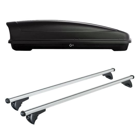 Pack coffre de toit Koral 400 L et barres de toit Kia XCeed (A partir de 2019) Pour rails intégrés - Helio - Aluminium