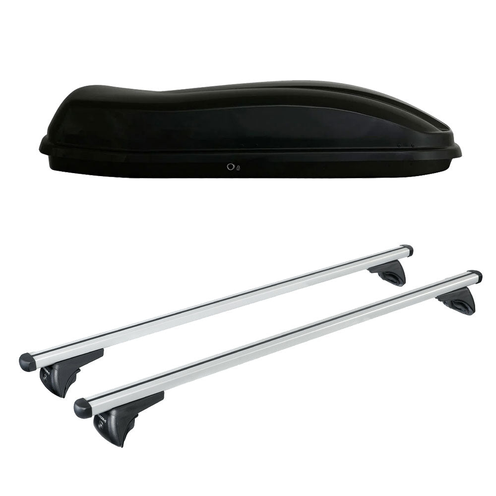 Pack coffre de toit Marlin 400 L et barres de toit Mini Paceman (2013 - 2017) Pour rails intégrés - Helio - Aluminium