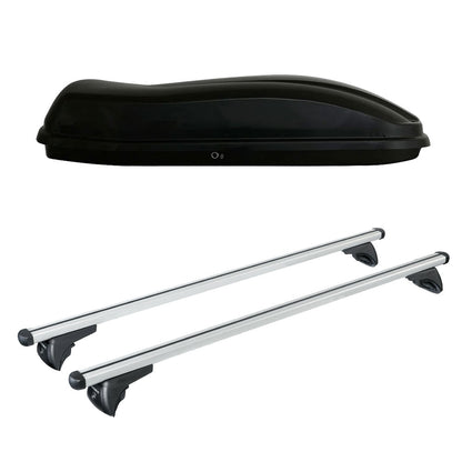 Pack coffre de toit Marlin 400 L et barres de toit Mini Paceman (2013 - 2017) Pour rails intégrés - Helio - Aluminium