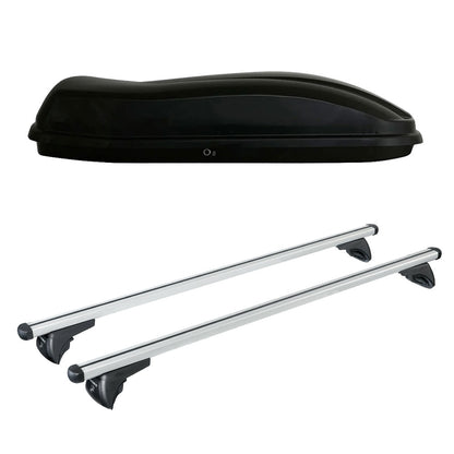 Pack coffre de toit Marlin 480 L et barres de toit Audi A3 Sportback (2013 - 2020) Pour rails intégrés - Helio - Aluminium
