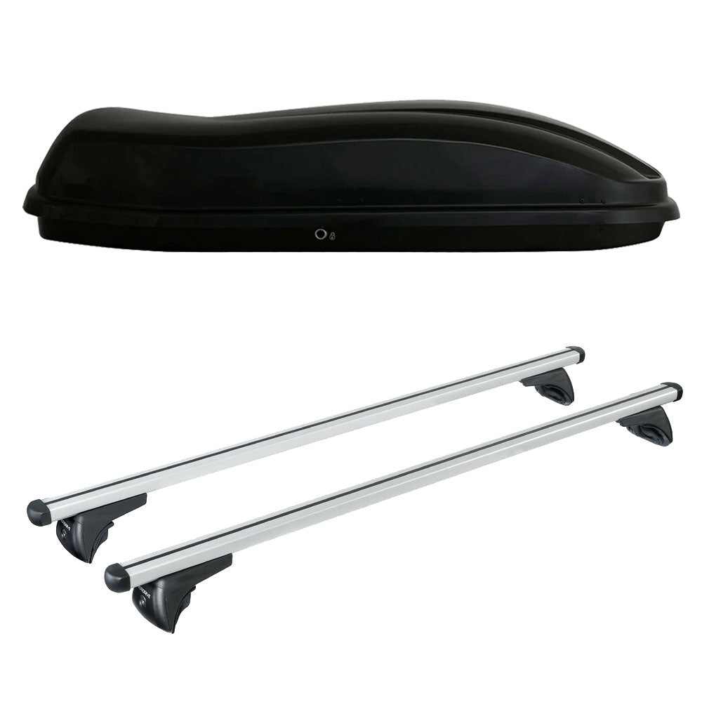 Pack coffre de toit Marlin 530 L et barres de toit Skoda Enyaq (A partir de 2020) Pour rails intégrés - Helio - Aluminium