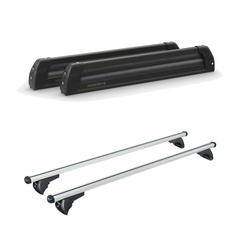Pack porte-skis Pro Slider Nordrive aluminium noir 6 skis / 4 snowboards + barres de toit – pour Mercedes GLA A partir de 2020 – vue porte skis et barres de toit