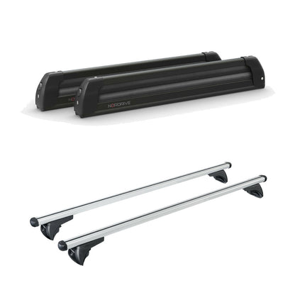 Pack porte-skis Pro Slider Nordrive aluminium noir 6 skis / 4 snowboards + barres de toit – pour Opel Astra - J - Sports Tourer 2010 - 2016 – vue porte skis et barres de toit