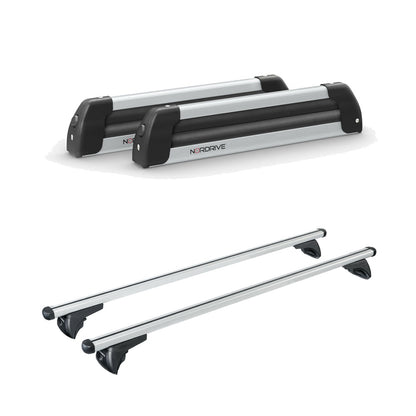 Pack porte skis Nordic King Aluminium et barres de toit Renault Scenic E Tech (A partir de 2023) - Pour rails intégrés - Helio Aluminium